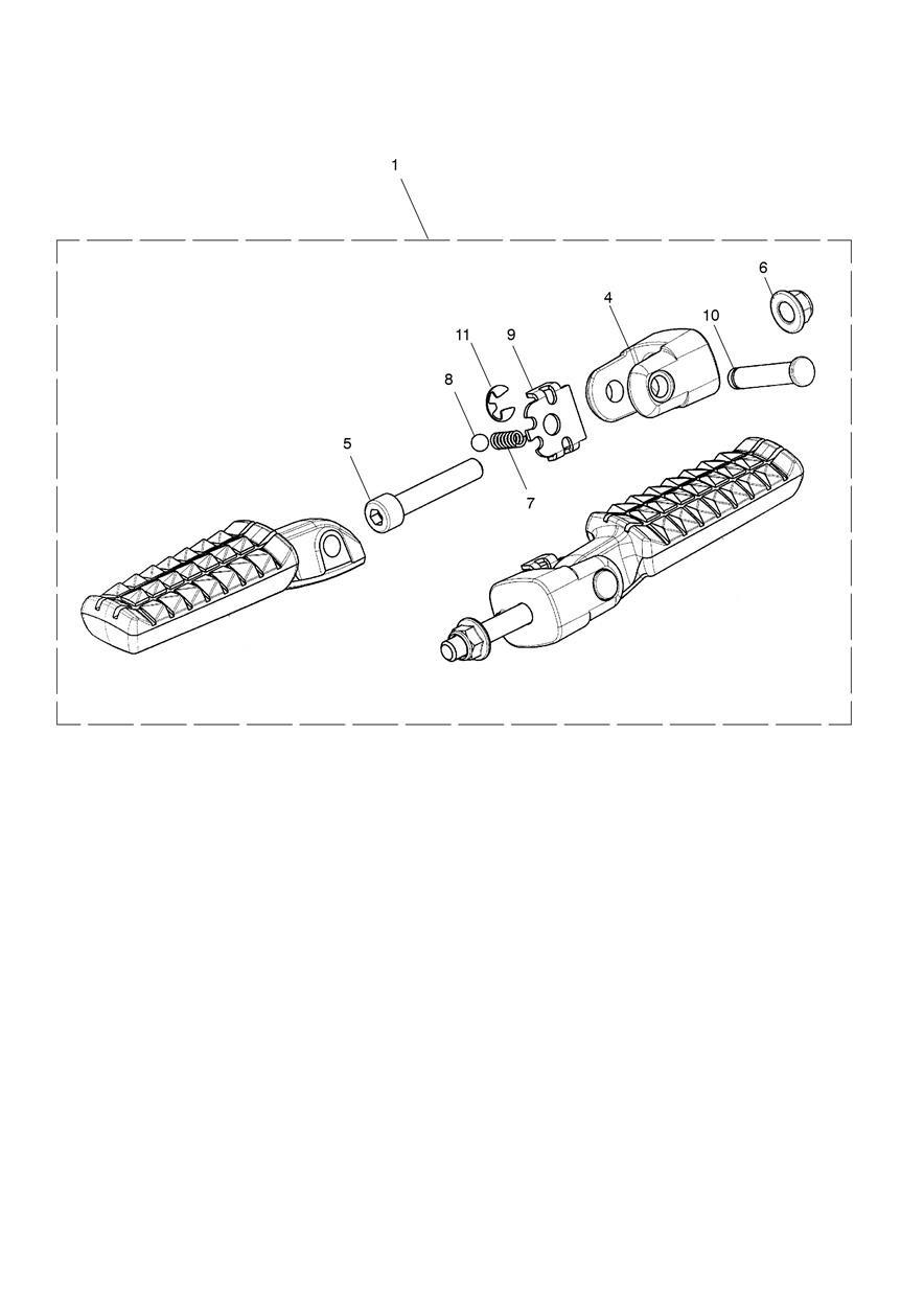 Pillion Footrest Kit, Machined exploded diagram