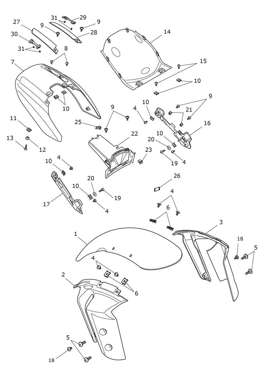 Mudguards exploded diagram