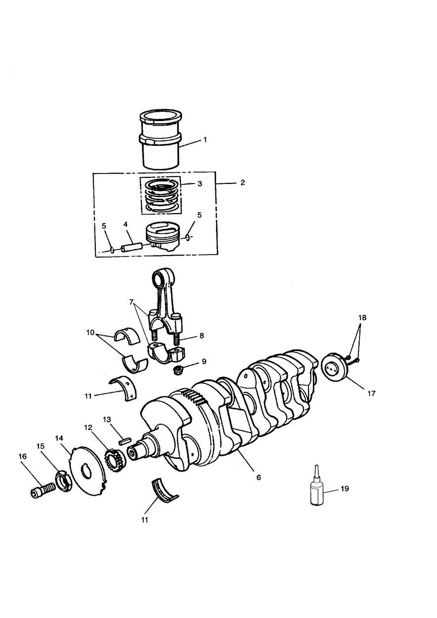Crankshaft/Conn Rods/Piston and Liners exploded diagram