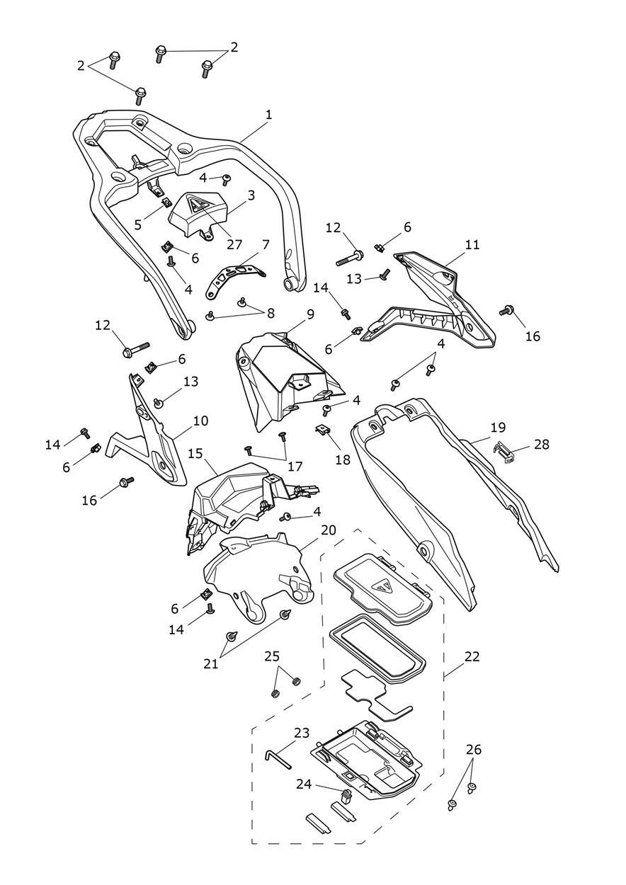 Rear Bodywork & Grabrack exploded diagram