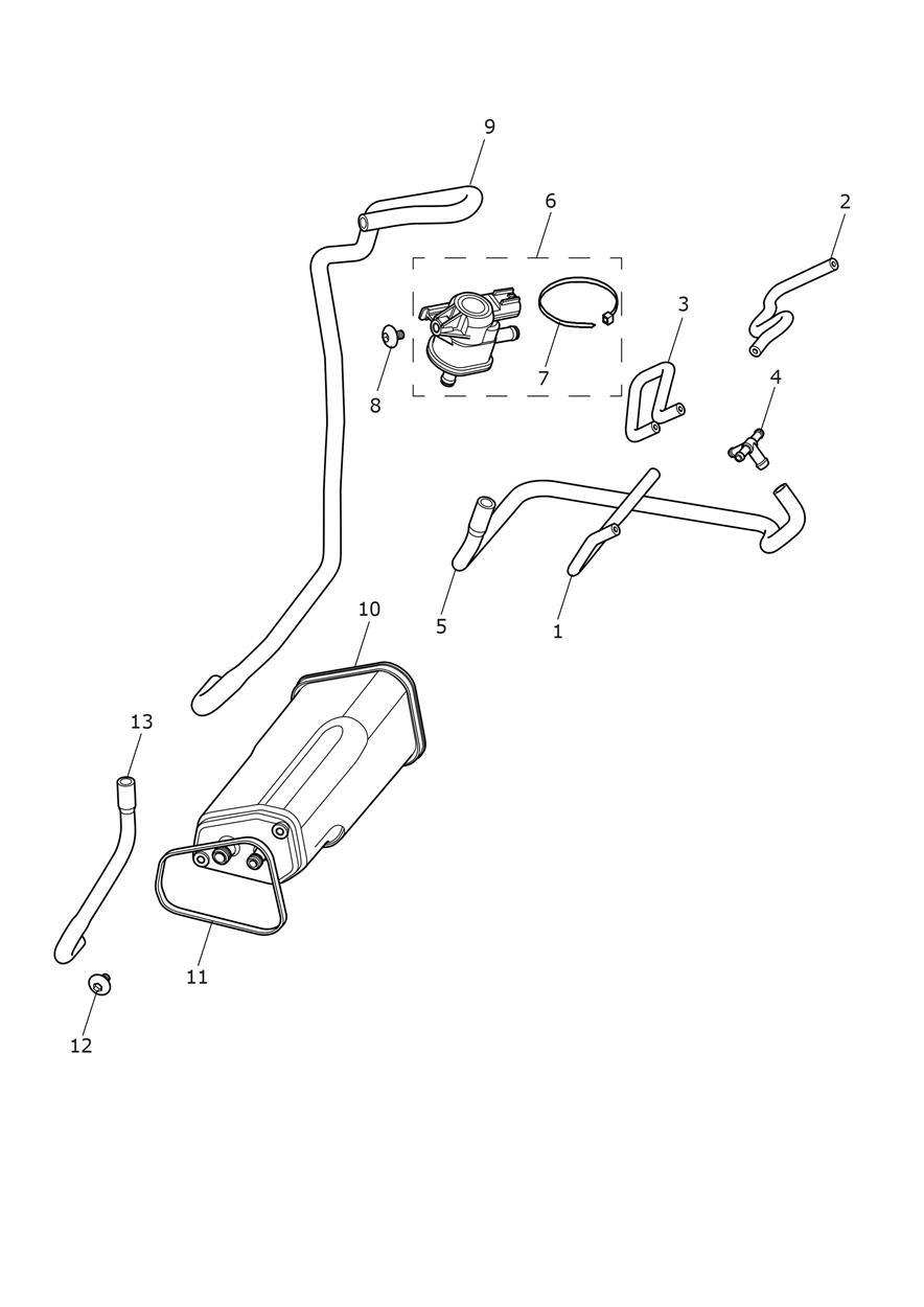 Evaporative Loss Control System exploded diagram