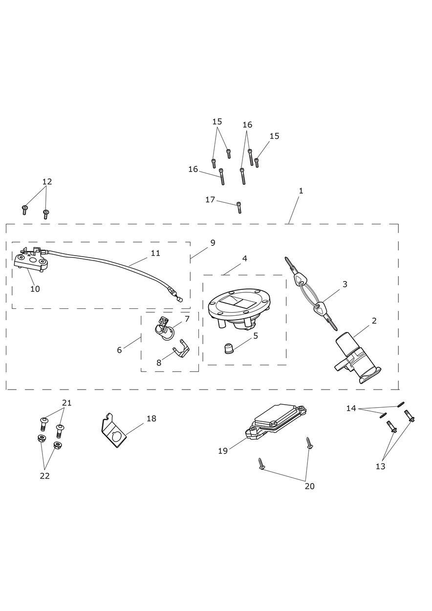Ignition Switch & Lockset exploded diagram