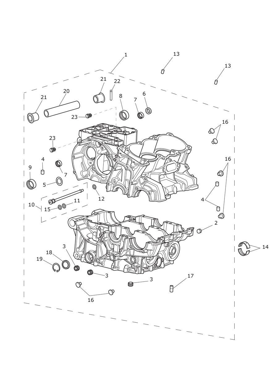 Crankcase & Fittings exploded diagram