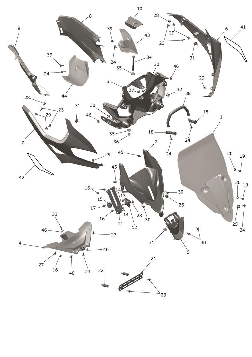 Cockpit exploded diagram