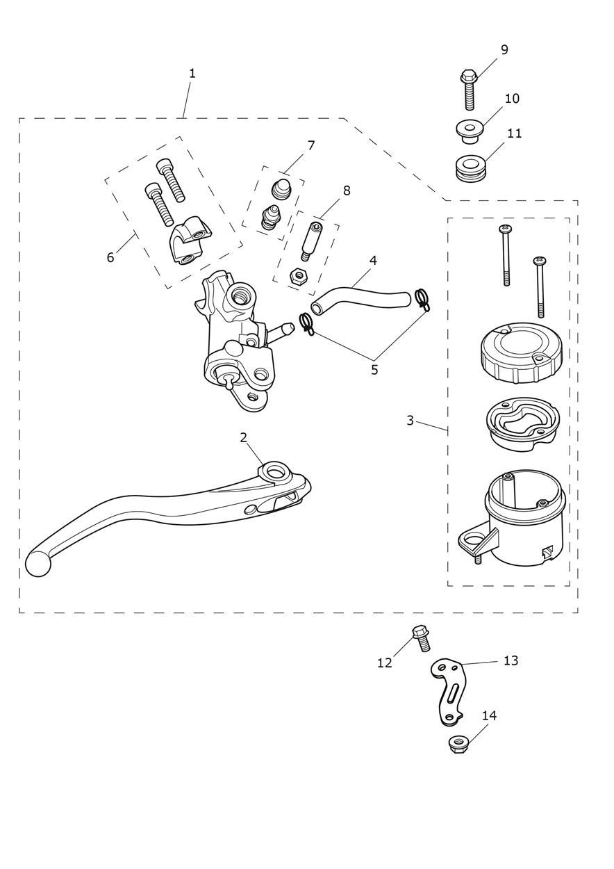 Front Brake Master Cylinder exploded diagram