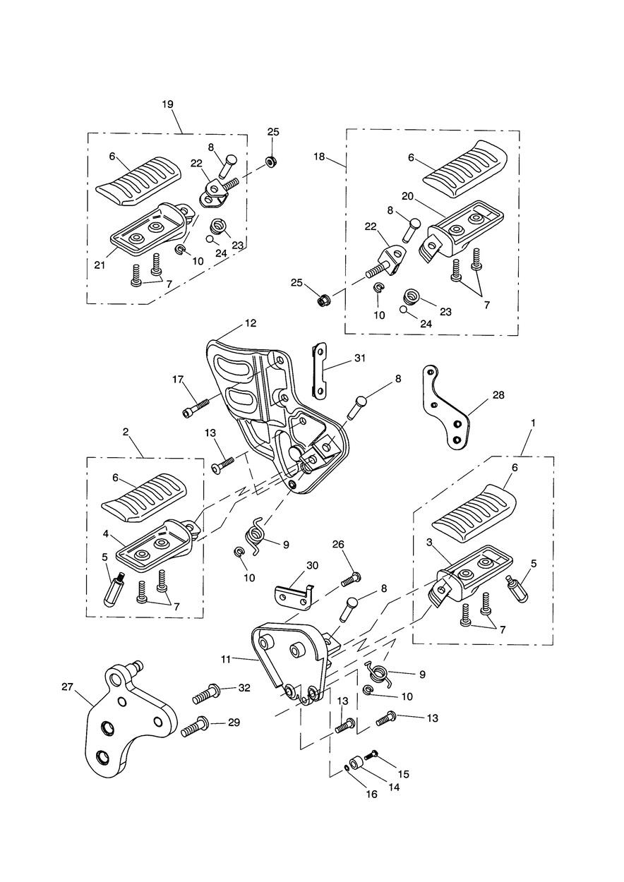 Footrests & Control Plates exploded diagram