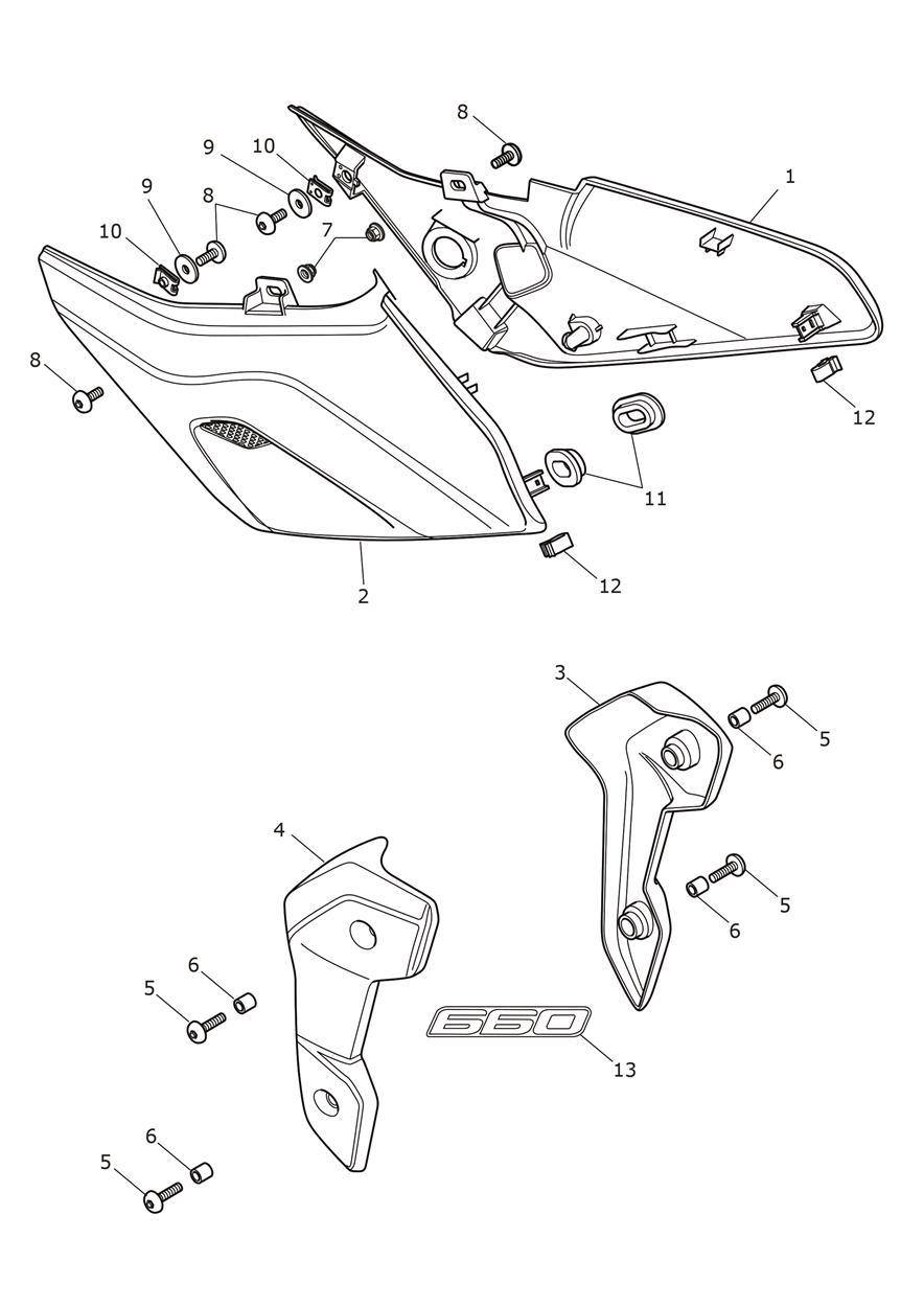 Side Fairings - Triple Tribute exploded diagram