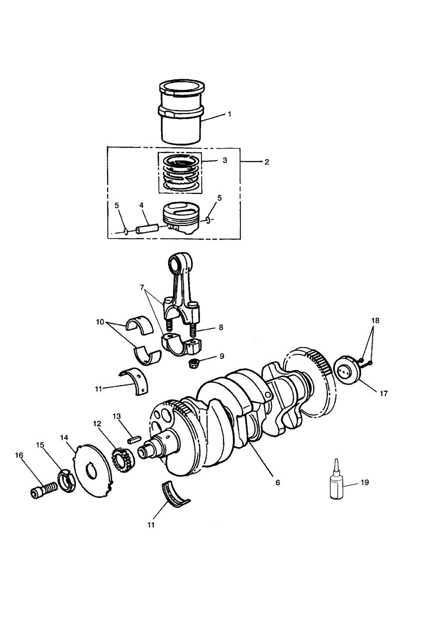 Crankshaft/Conn Rods/Pistons and Liners exploded diagram