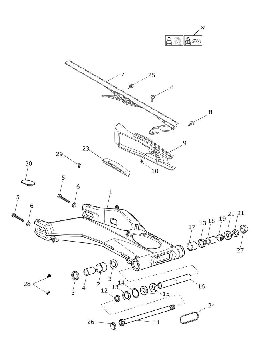 Rear Swingarm exploded diagram