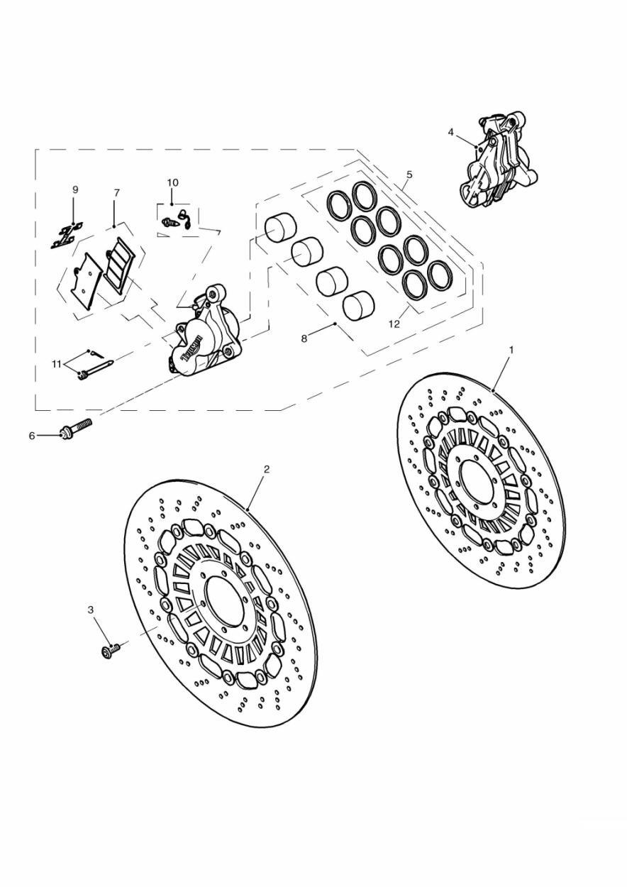 Front Brake Caliper and Disc exploded diagram