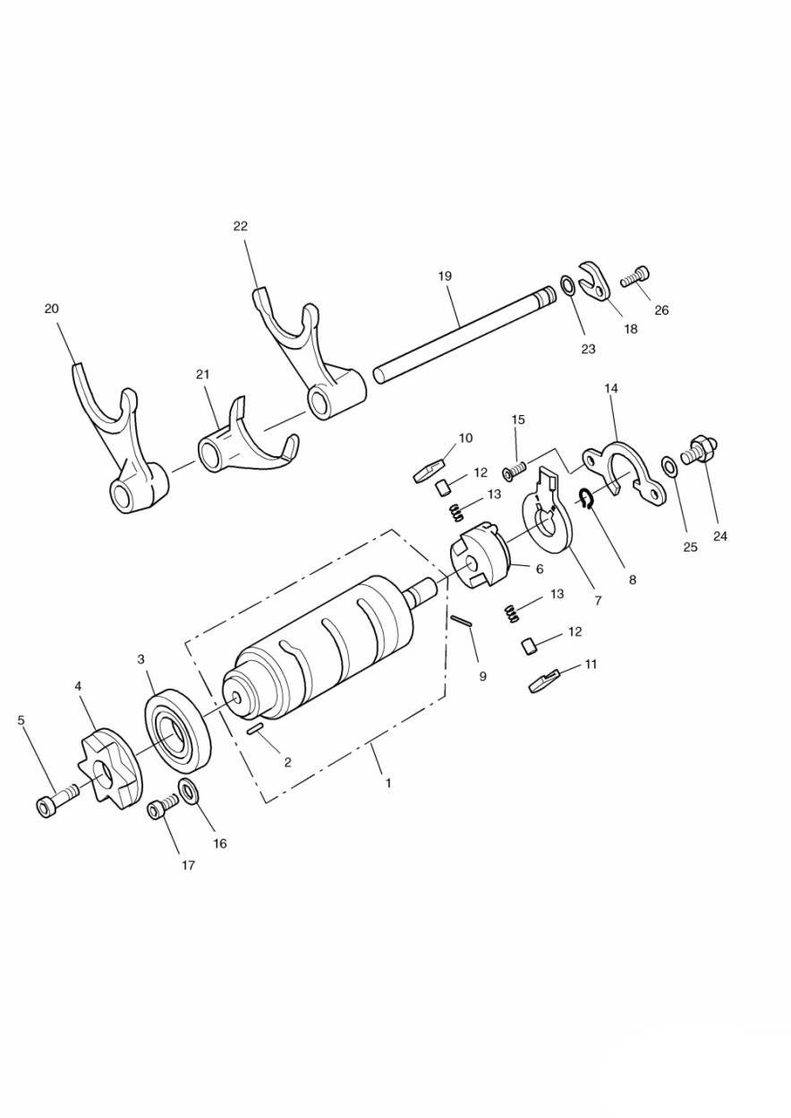 Gear Selector Drum exploded diagram
