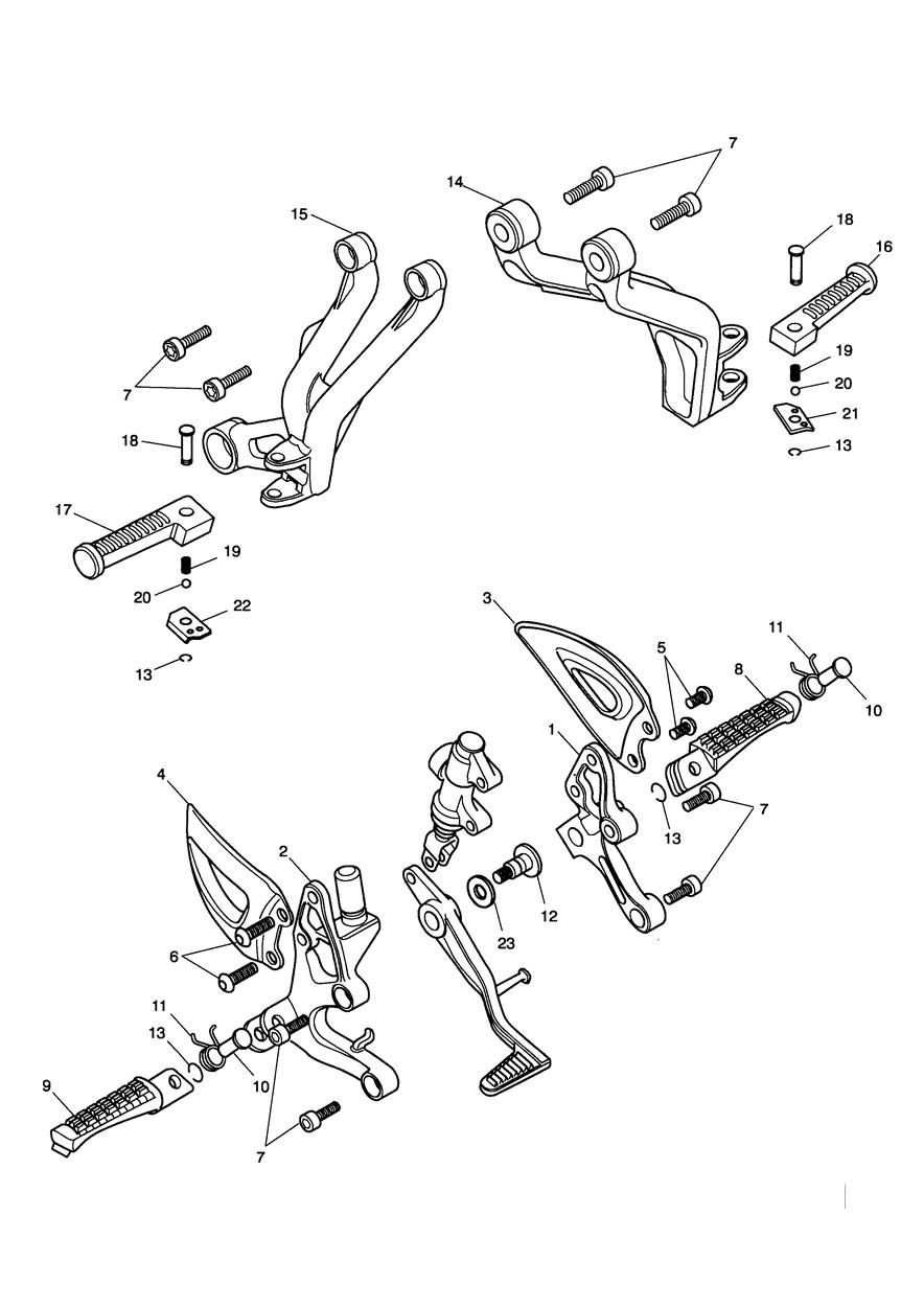 Footrests & Mountings exploded diagram