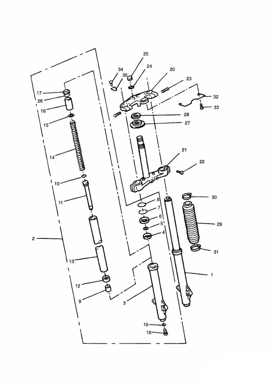 Front Forks and Yokes exploded diagram
