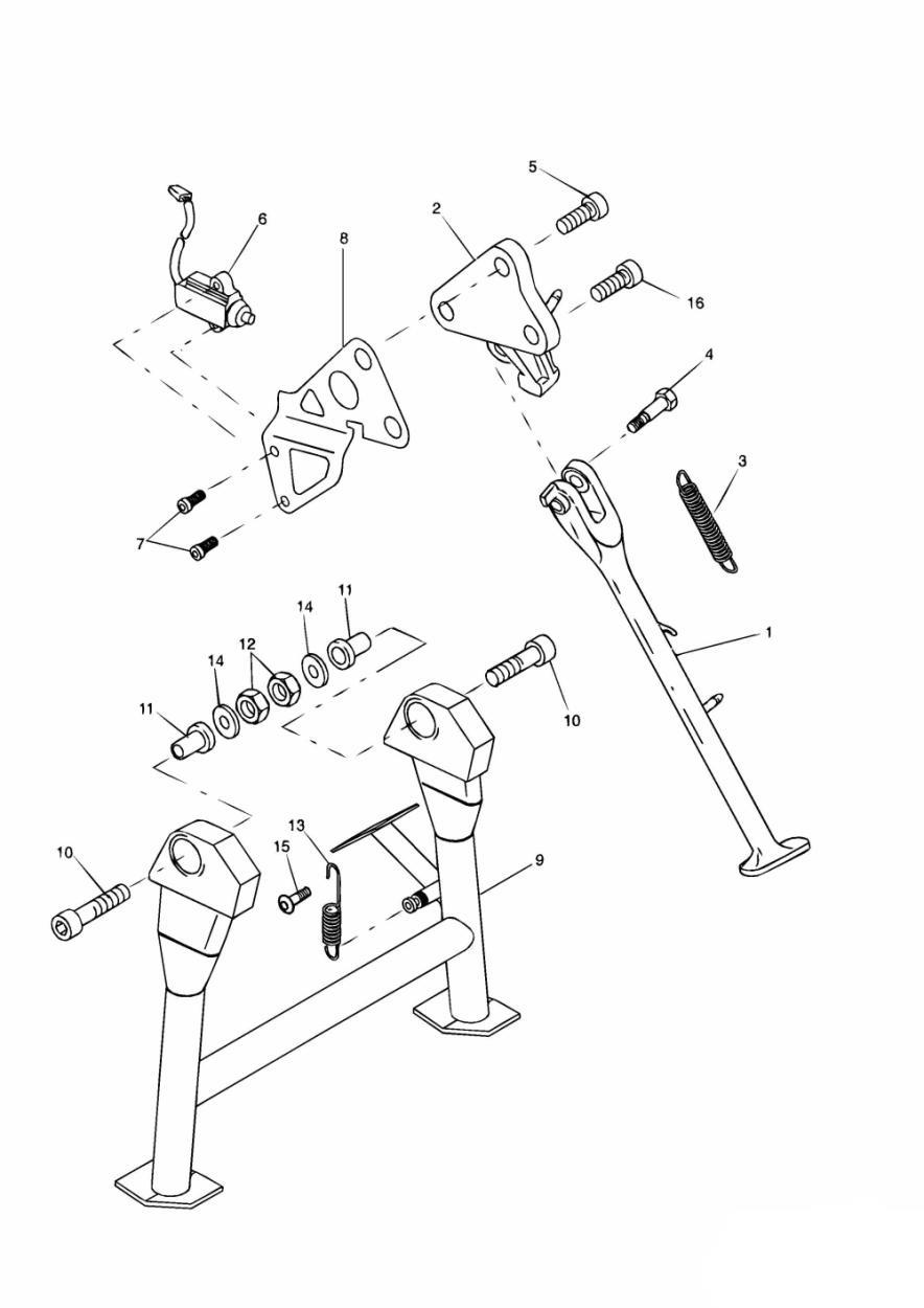 Side Stand & Centrestand exploded diagram