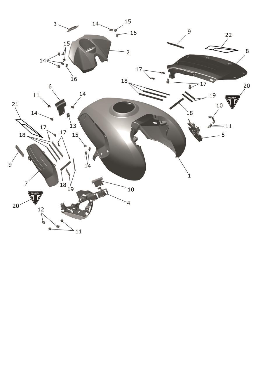 Fuel Tank Bodywork exploded diagram