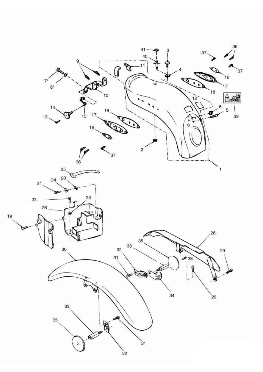 Mudguards/Chainguard/Battery Box exploded diagram