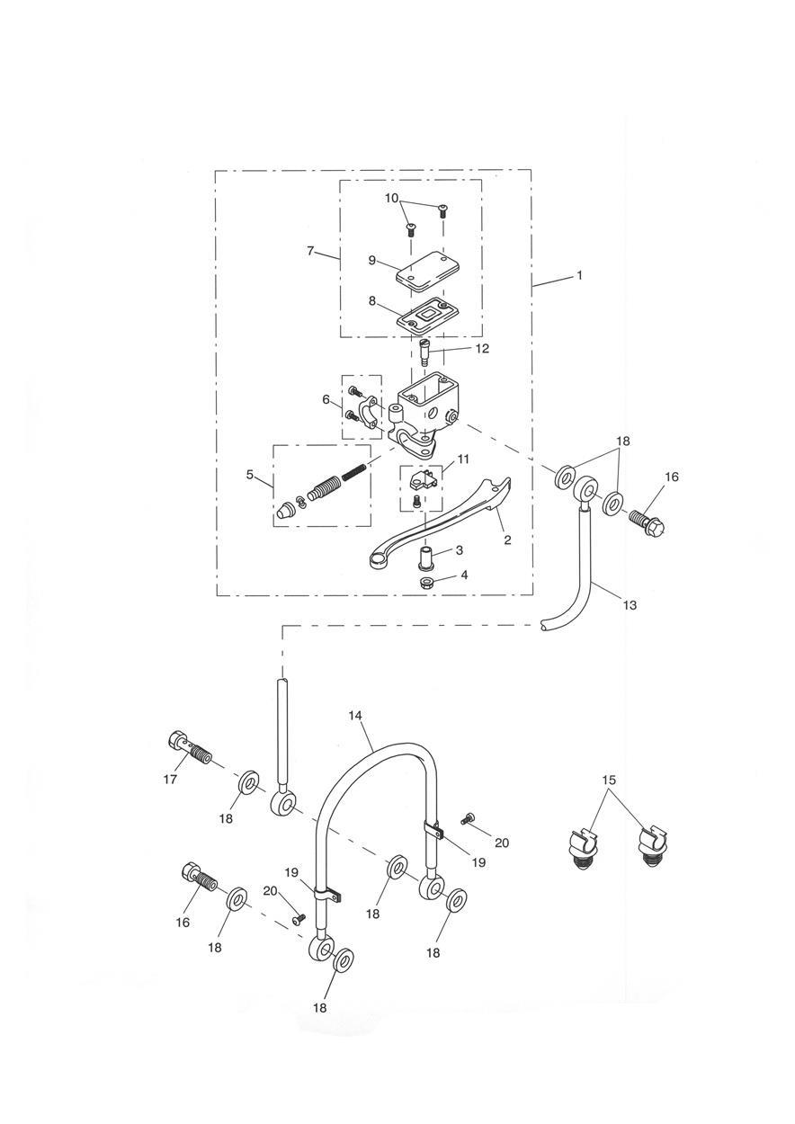 Front Brake Master Cylinder & Hoses exploded diagram