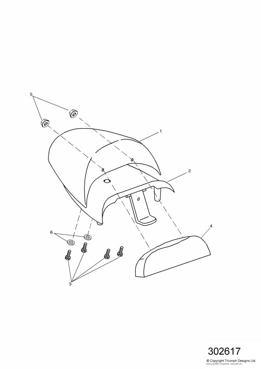 Seat Cowl DE,ES,FR,IT,JP,NL,NZ,SE,UK & US 49 States exploded diagram