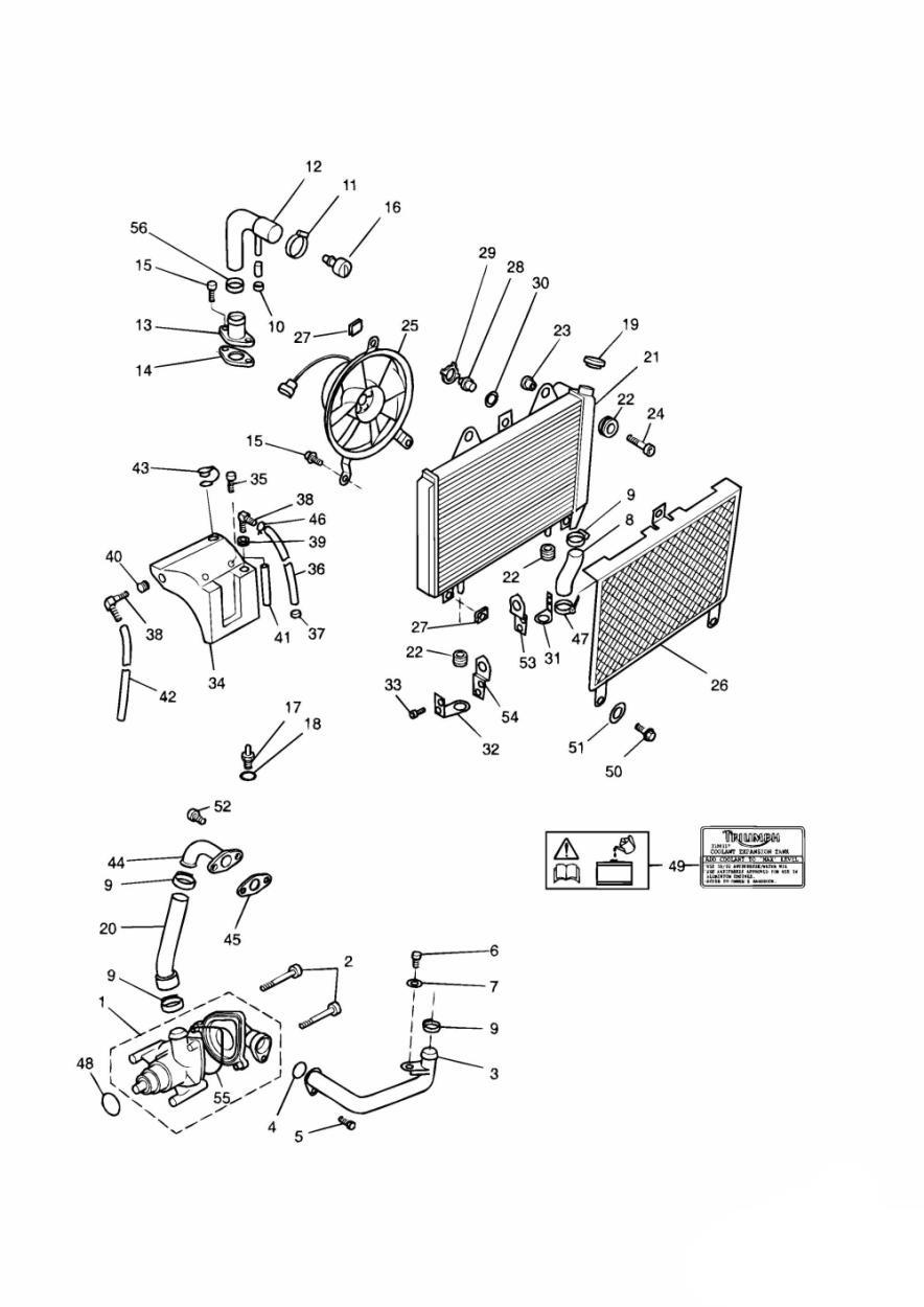 Cooling System 4 Cylinder exploded diagram