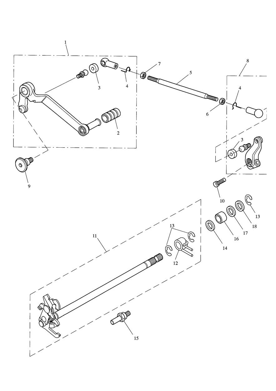 Gear Change Mechanism exploded diagram