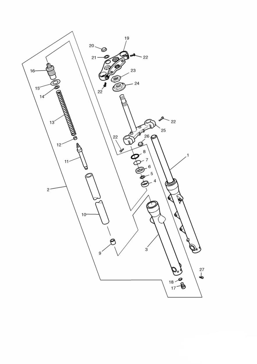 Front Forks and Yokes exploded diagram