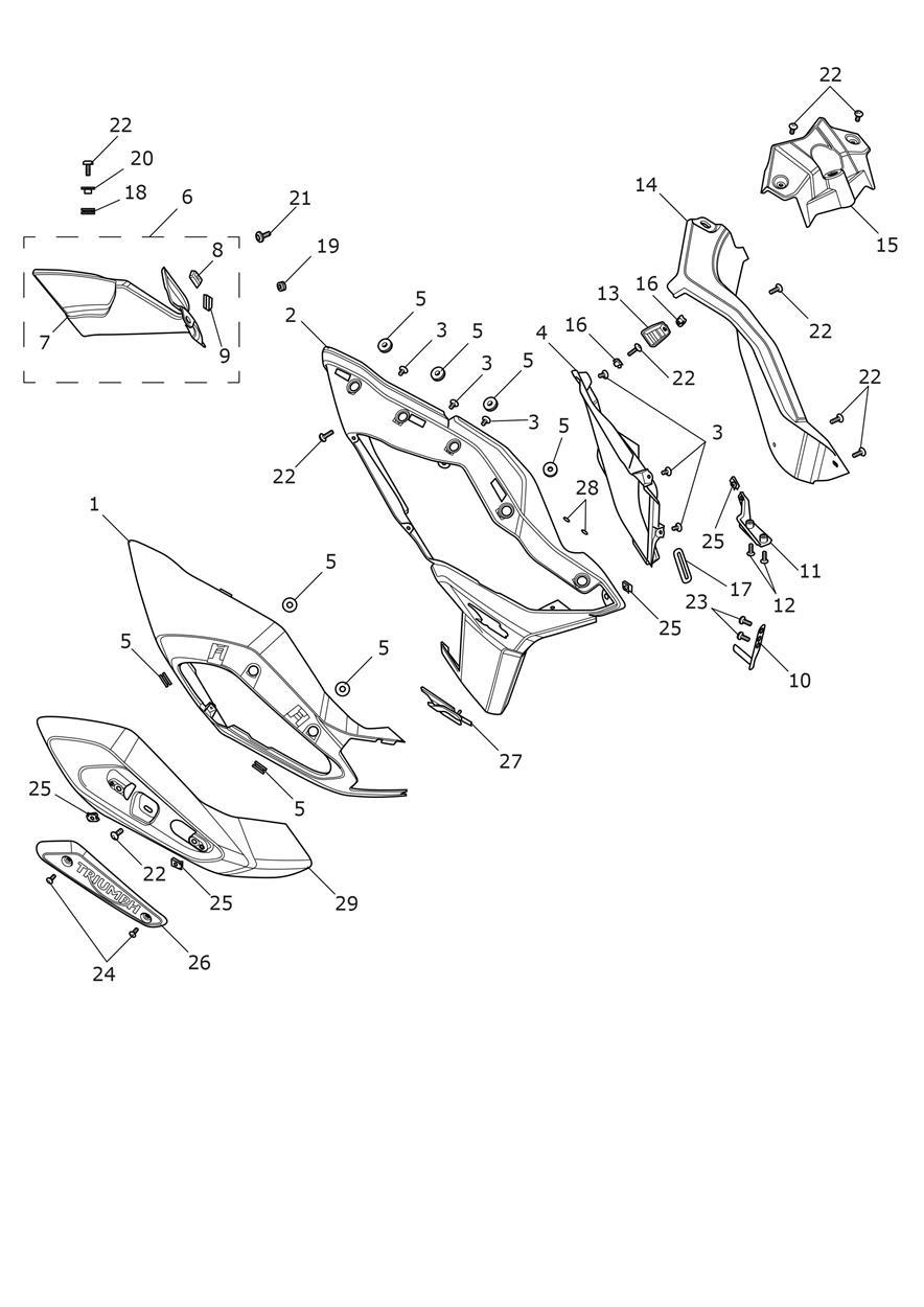 Fairings, RH exploded diagram