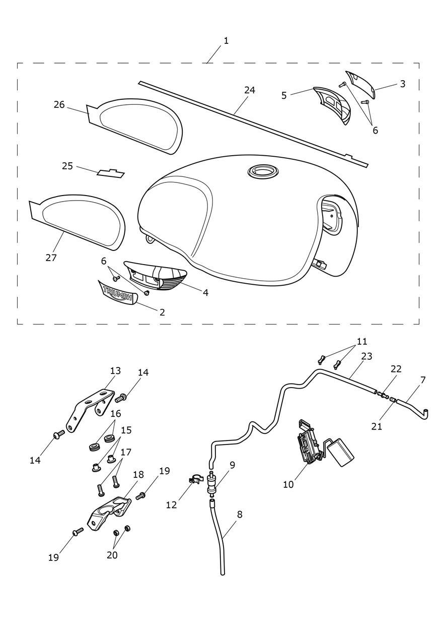 Fuel Tank - Silver Ice/Sapphire Black Only exploded diagram