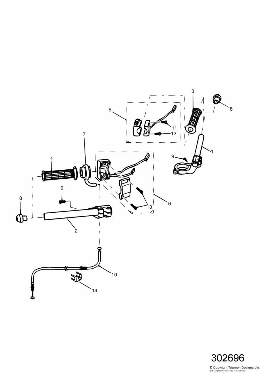 Handlebars and Switches Low Handlebars exploded diagram