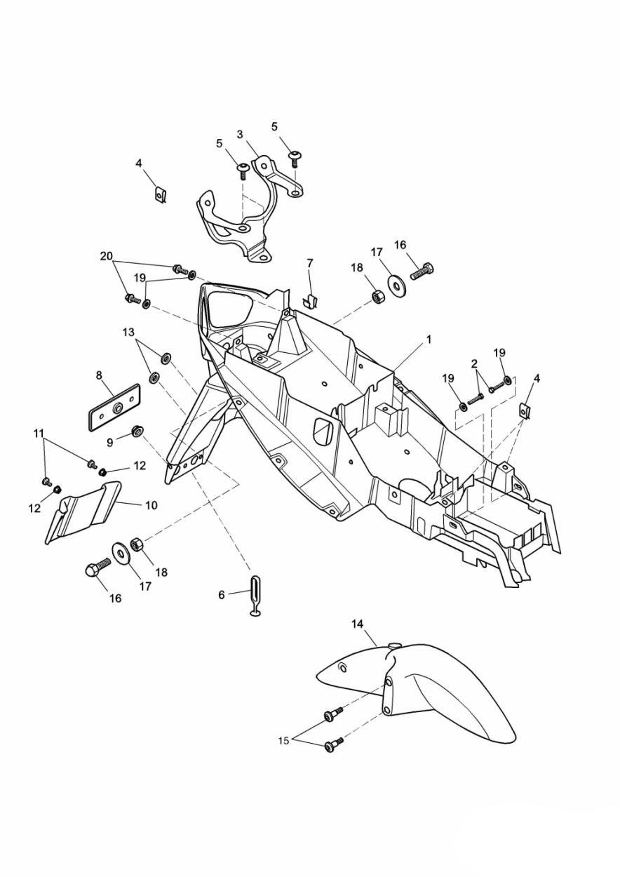 Mudguards/Chainguard/Battery Box exploded diagram
