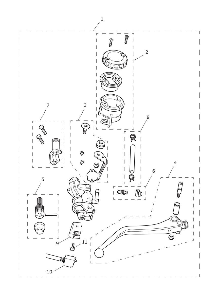 Front Brake Master Cylinder exploded diagram