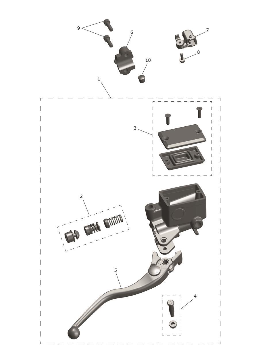 Front Brake Master Cylinder & Hoses exploded diagram