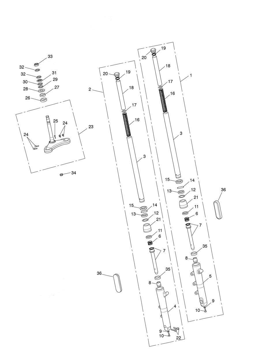Front Forks & Lower Yoke exploded diagram