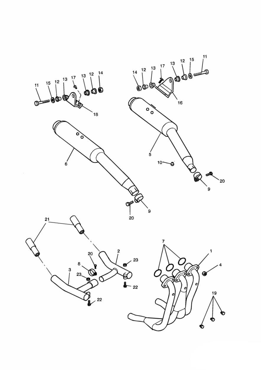 Exhaust System Sprint Executive exploded diagram