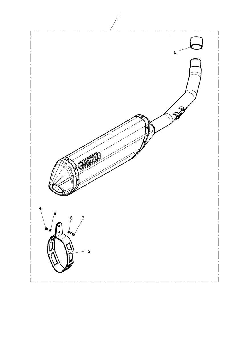 Silencer, Slip On Assy, Arrow exploded diagram