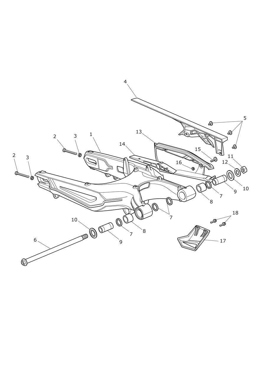 Rear Swingarm exploded diagram