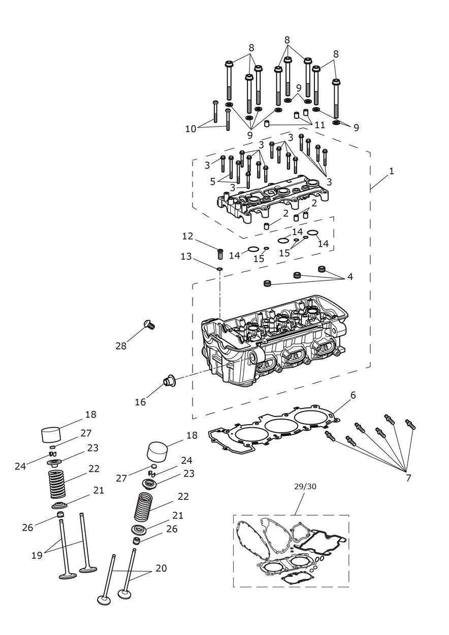 Cylinder Head & Valves exploded diagram