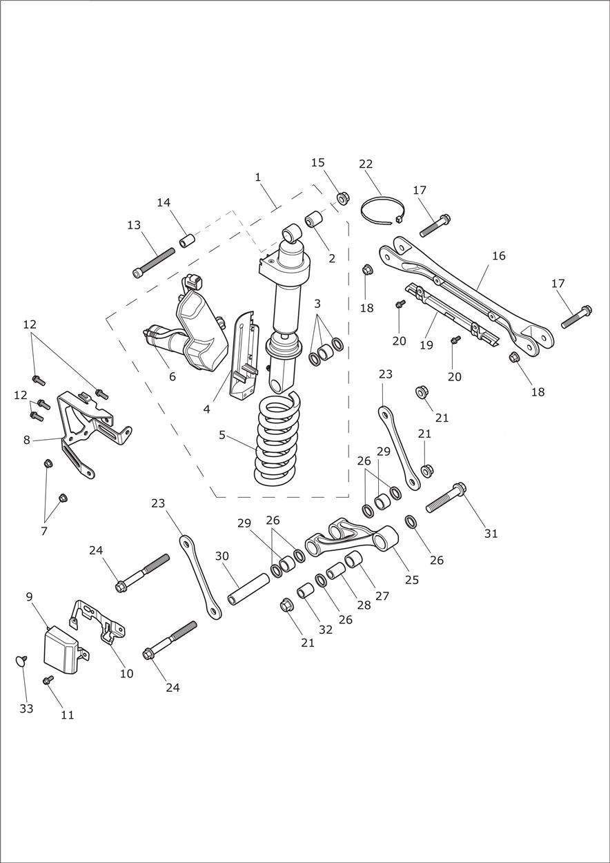 Rear Suspension Unit & Linkage exploded diagram