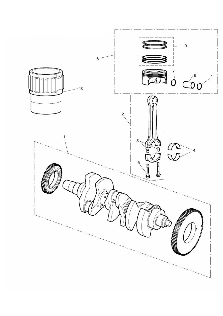 Crankshaft, Connecting Rods, Pistons & Liners exploded diagram