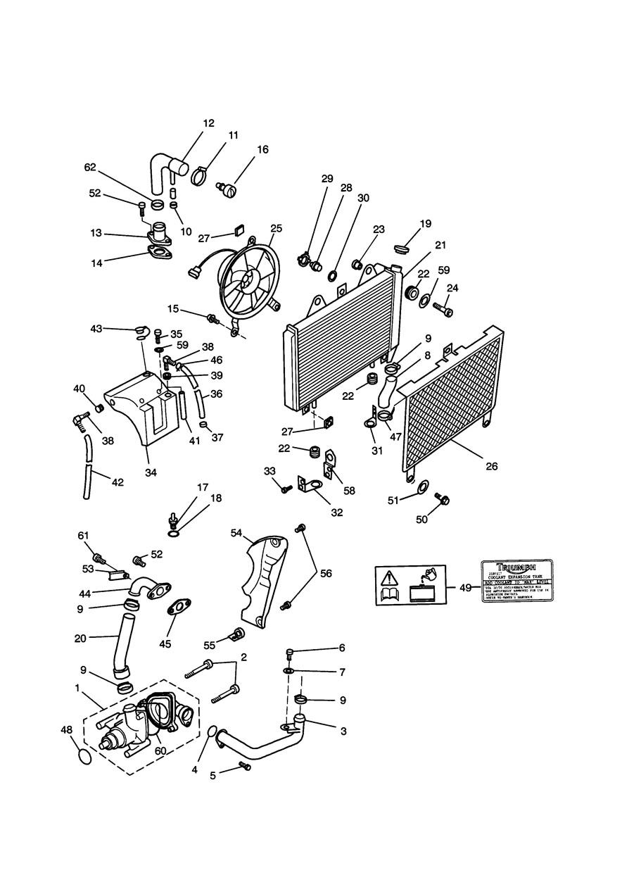 Cooling System 3 Cylinder Engines exploded diagram