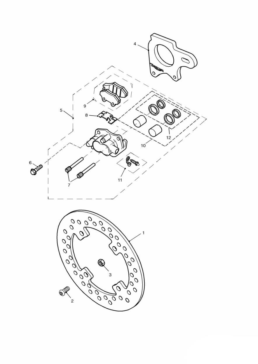Rear Brake Disc and Caliper exploded diagram