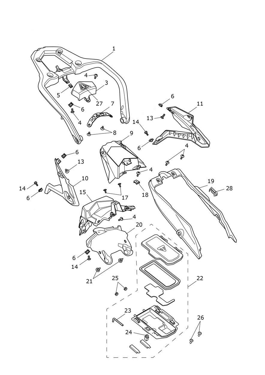 Rear Bodywork & Grabrack exploded diagram