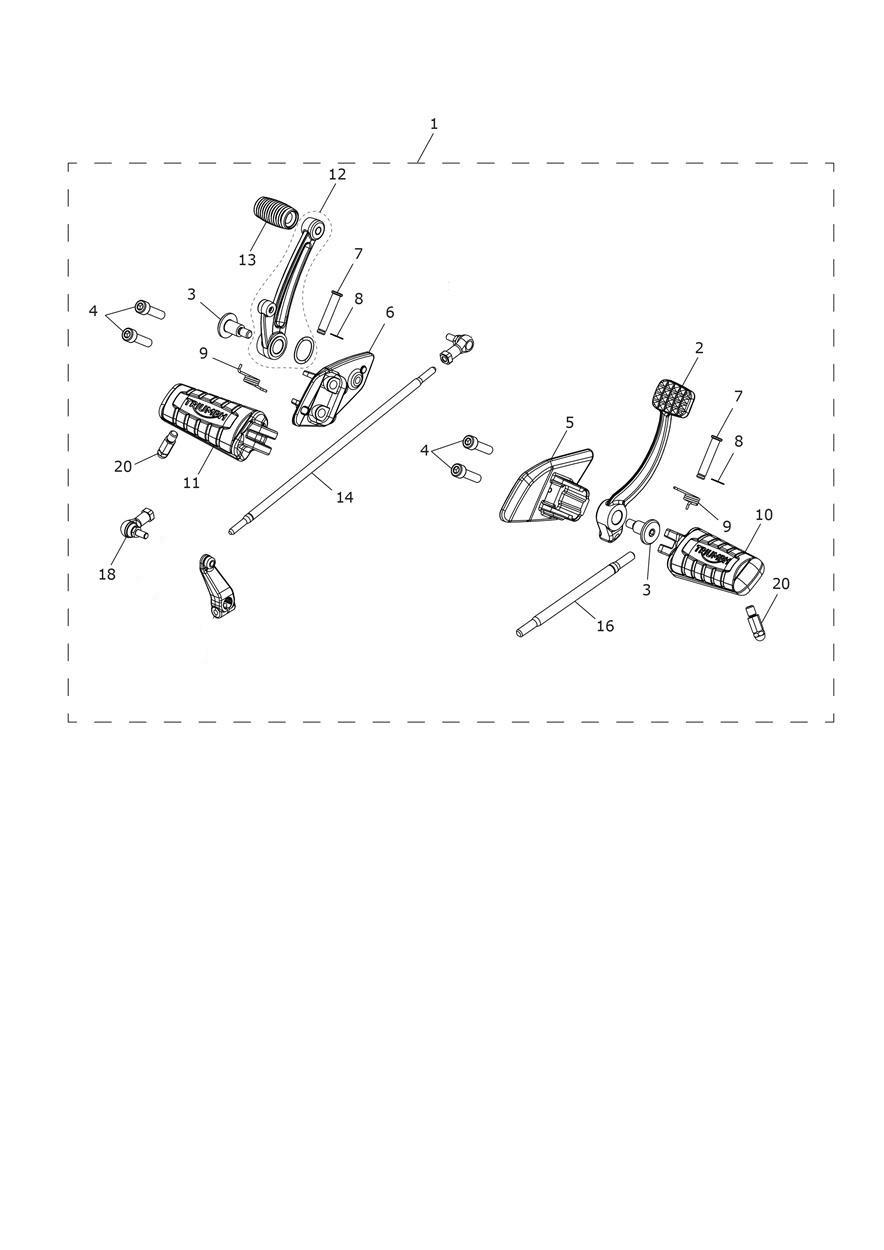 Forward Controls Kit exploded diagram