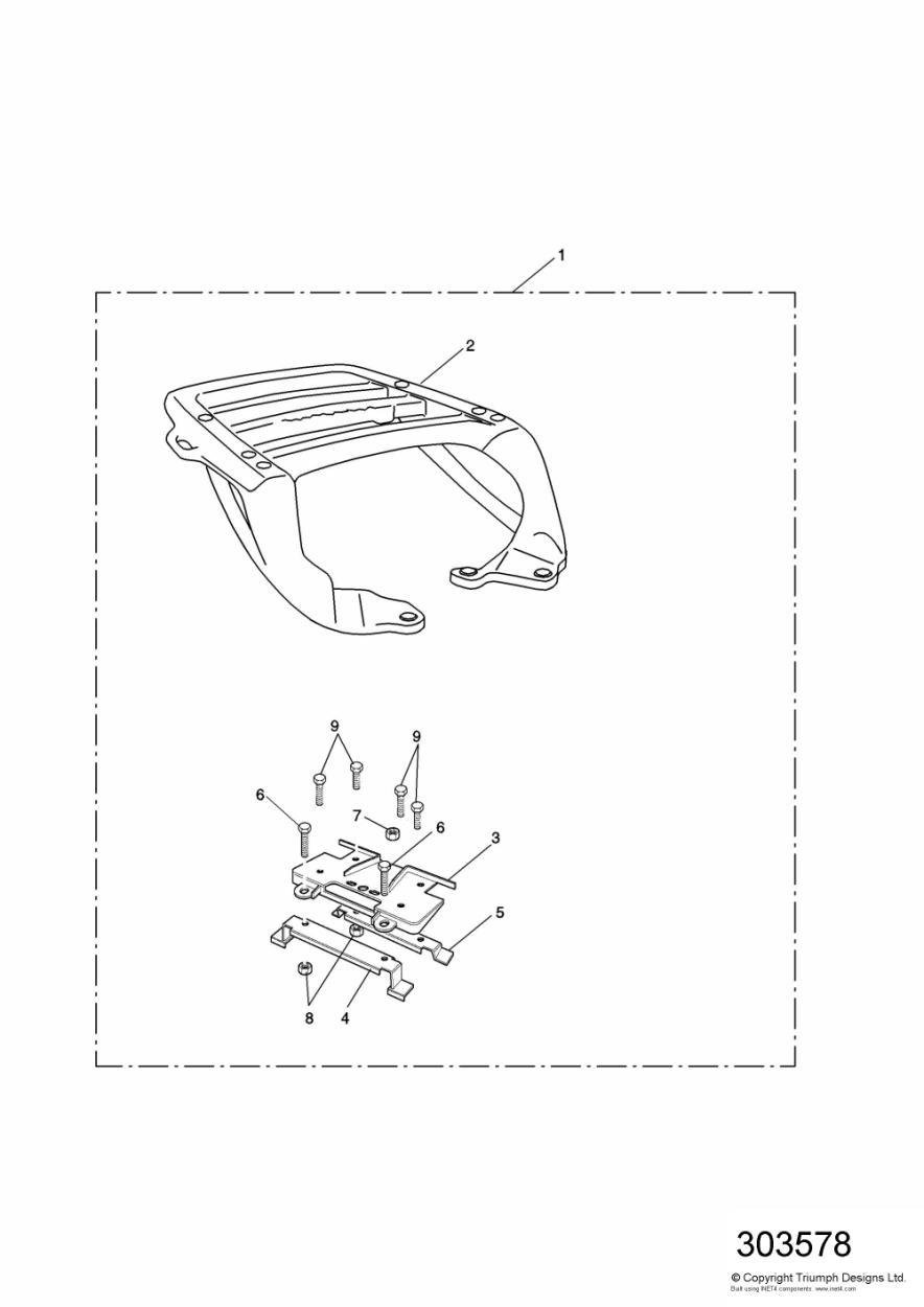 Top Rack Kit ES,IT,JP,NL,NZ,SE & UK exploded diagram