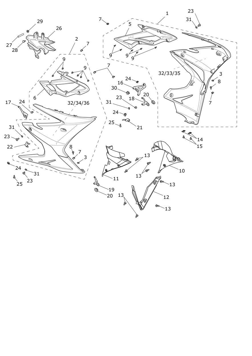 Side Fairings exploded diagram