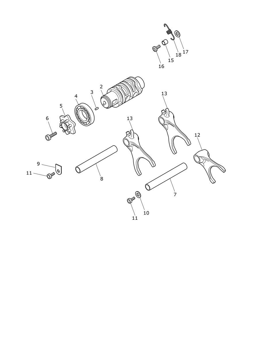 Gear Selector Drum exploded diagram