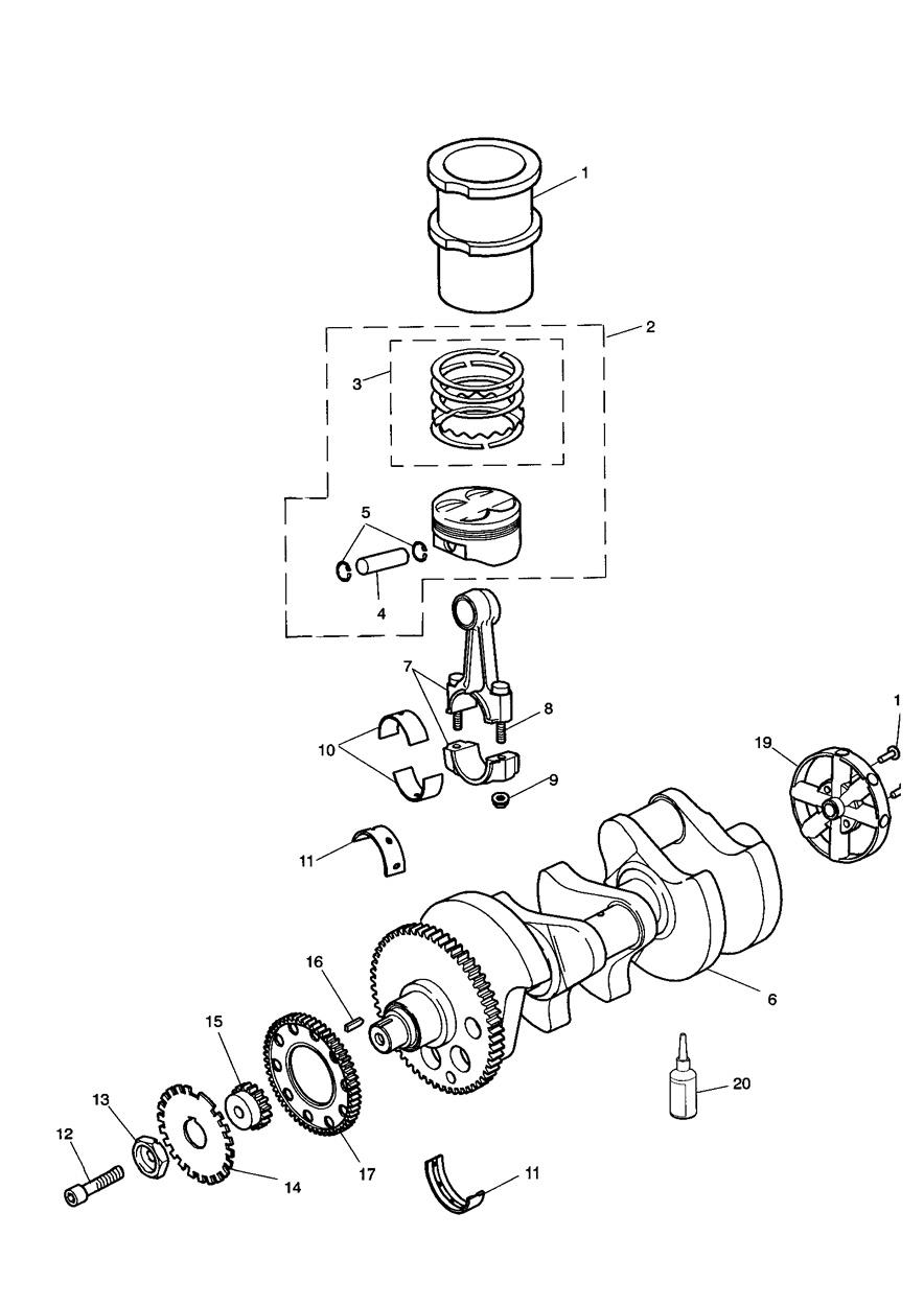 Crankshaft/Conn Rod/Pistons and Liners exploded diagram