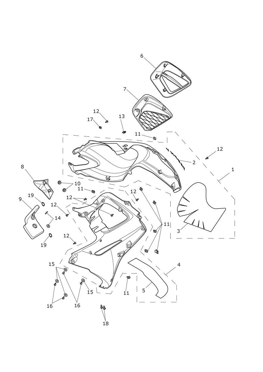 LH Side Fairings exploded diagram