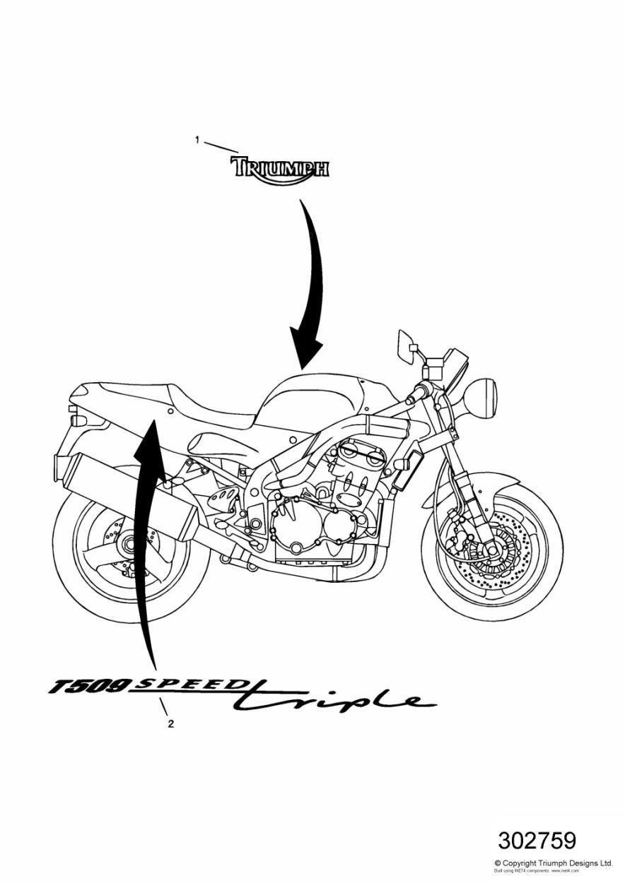 Bodywork - Decals 885cc Engine exploded diagram