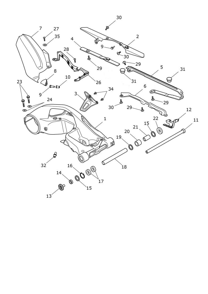 Swingarm Assembly exploded diagram