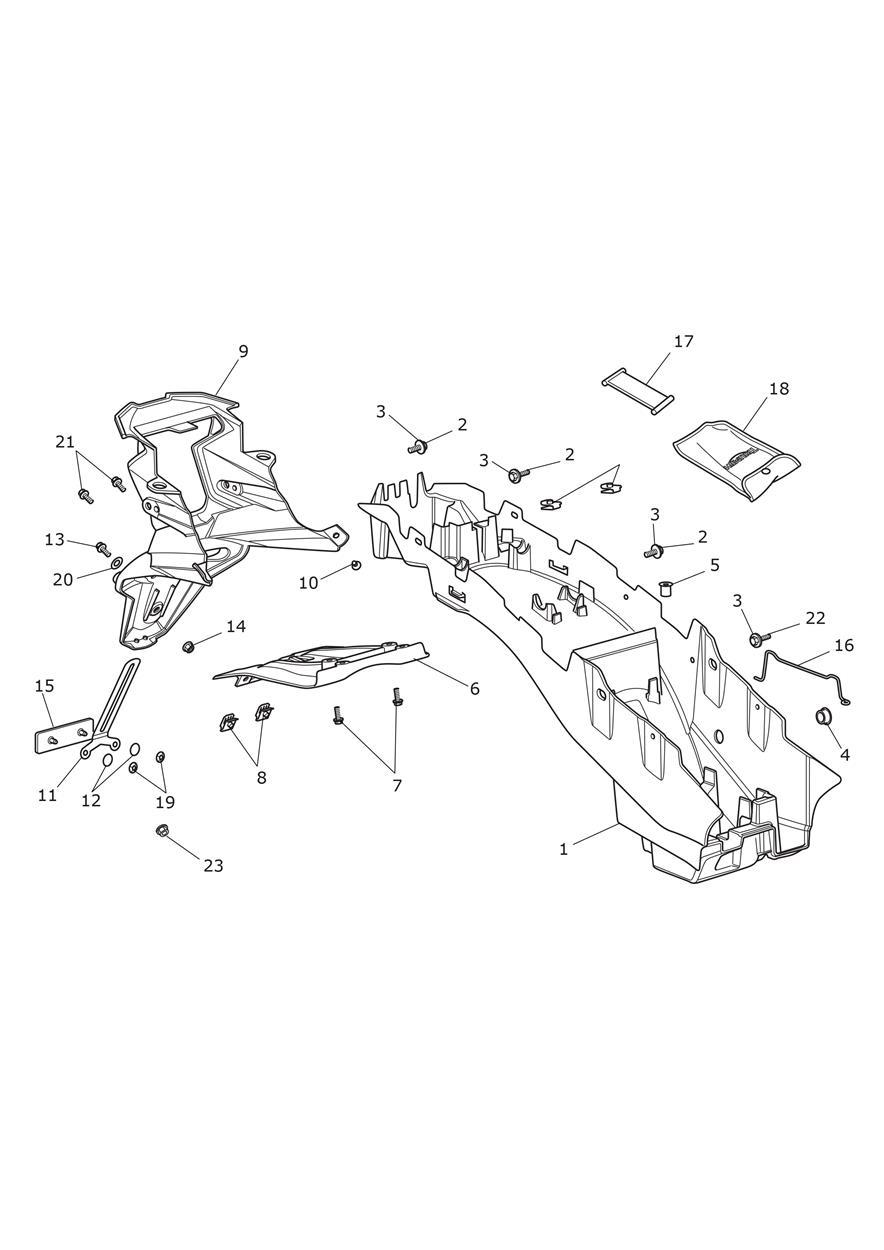 Rear Mudguard & Battery Box exploded diagram